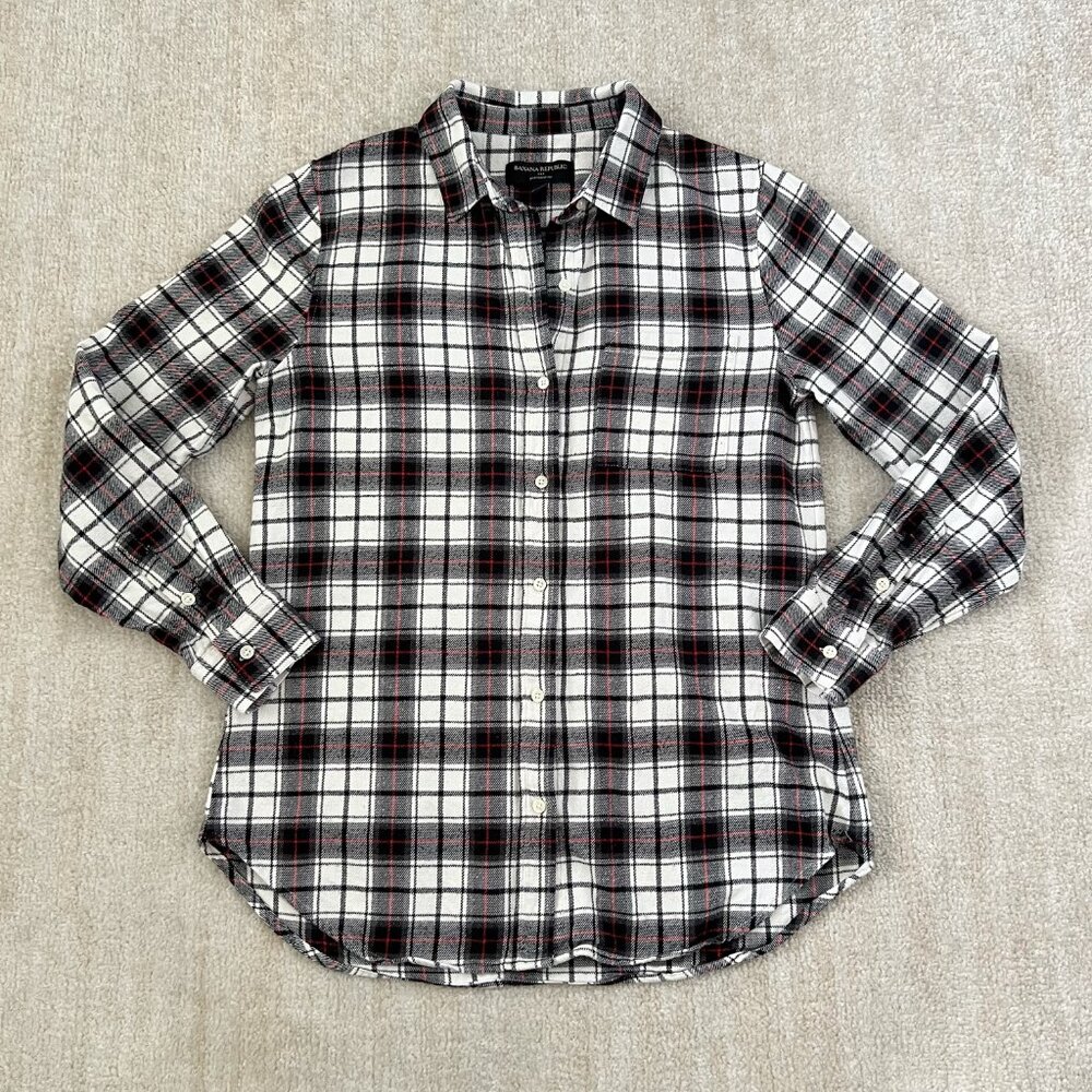 3 for $6 Banana Republic Factory The Boyfriend Fit Cotton Flannel Plaid Top S